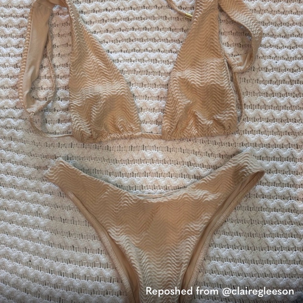 Monday Swimwear Beige Textured Bikini Set